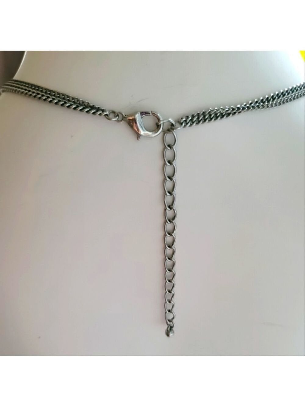 Fashion Aztec Design Double Chain Silver Pendant Necklace 30" - Picture 7 of 10